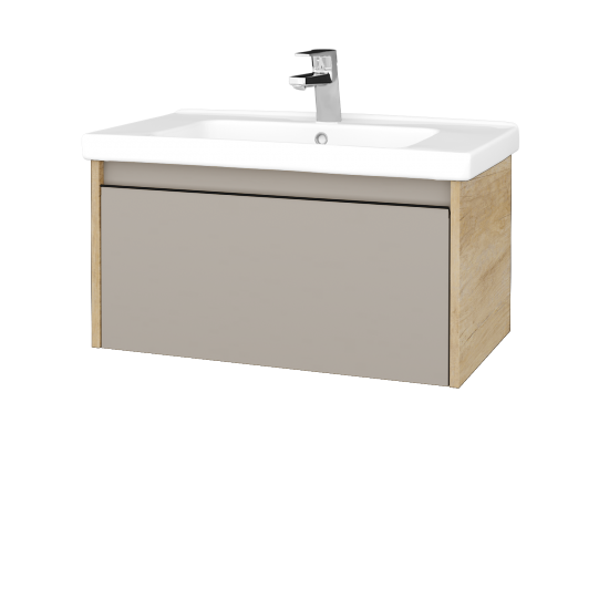Waschtischunterschrank LOGI SZZ 80 (Waschtisch Harmonia)  - D15 Eiche Nebraska - Griffes T33 - N07 Stone