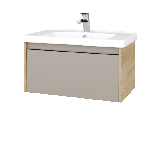 Badezimmerschrank LOGI SZZ 80 (Waschtisch Harmonia)  - D15 Eiche Nebraska - Griffes T33 - N07 Stone