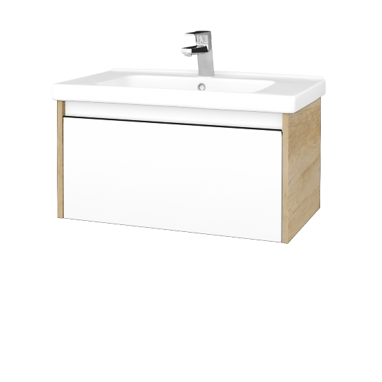 Waschtischunterschrank LOGI SZZ 80 (Waschtisch Harmonia)  - D15 Eiche Nebraska - Griffes T33 - N09 Weiß Matt