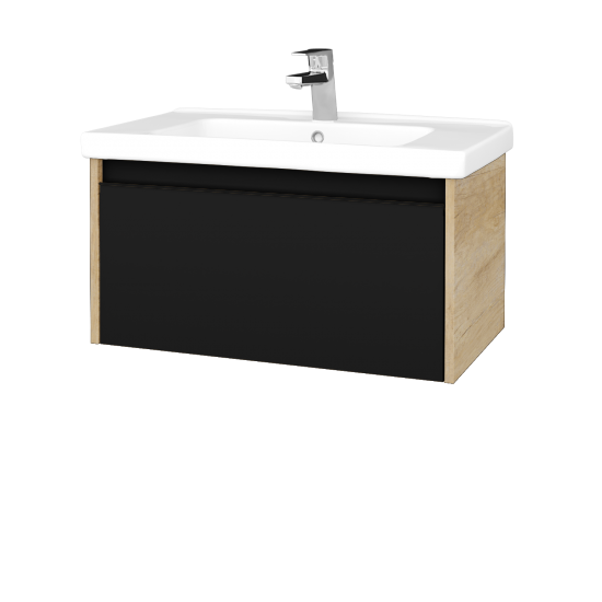 Waschtischunterschrank LOGI SZZ 80 (Waschtisch Harmonia)  - D15 Eiche Nebraska - Griffes T33 - N03 Graphite