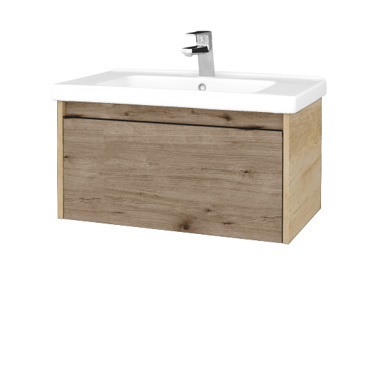 Waschtischunterschrank LOGI SZZ 80 (Waschtisch Harmonia)  - D15 Eiche Nebraska - Griffes T33 - Schwarz matt - D23 Herkules