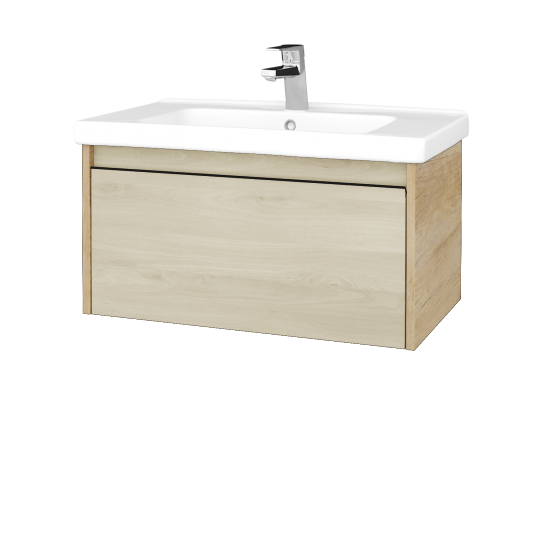 Waschtischunterschrank LOGI SZZ 80 (Waschtisch Harmonia)  - D15 Eiche Nebraska - Griffes T33 - D24 Ohio