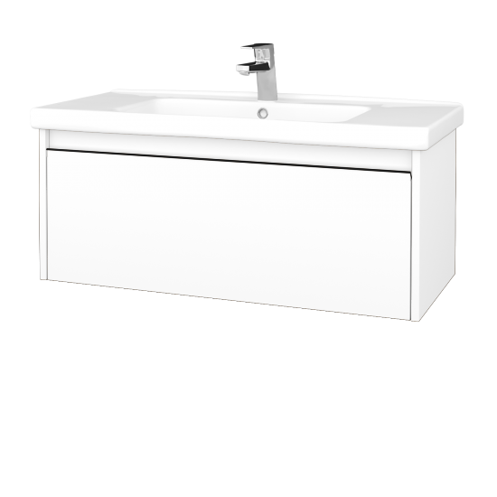 Waschtischunterschrank LOGI SZZ 100 (Waschtisch Harmonia)  - N01 Weiß Hochglanz - Griffes T33 - N01 Weiß Hochglanz