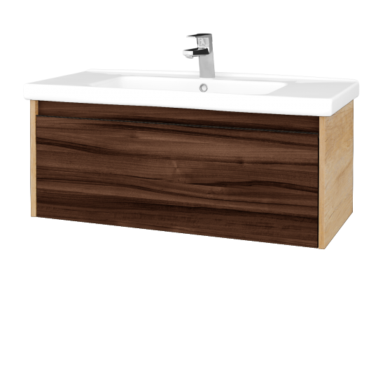 Waschtischunterschrank LOGI SZZ 100 (Waschtisch Harmonia)  - D15 Eiche Nebraska - D06 Nussbaum