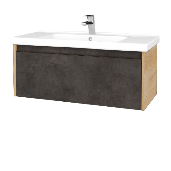 Waschtischunterschrank LOGI SZZ 100 (Waschtisch Harmonia)  - D15 Eiche Nebraska - D16 Dark Beton