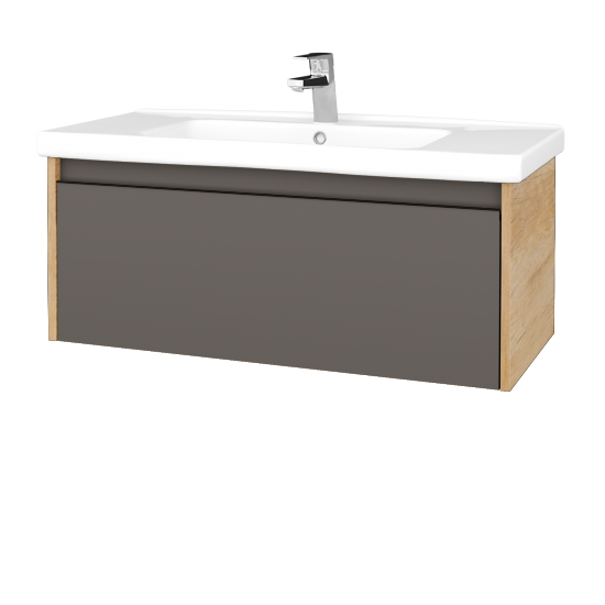 Waschtischunterschrank LOGI SZZ 100 (Waschtisch Harmonia)  - D15 Eiche Nebraska - Griffes T33 - N06 Lava