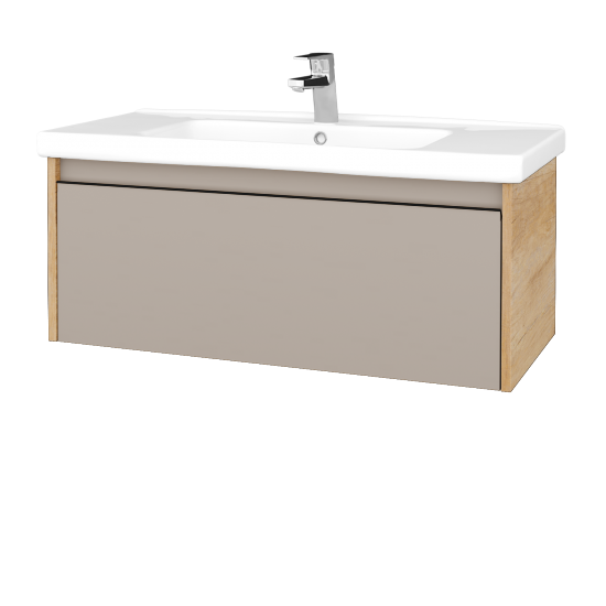 Waschtischunterschrank LOGI SZZ 100 (Waschtisch Harmonia)  - D15 Eiche Nebraska - Griffes T33 - N07 Stone