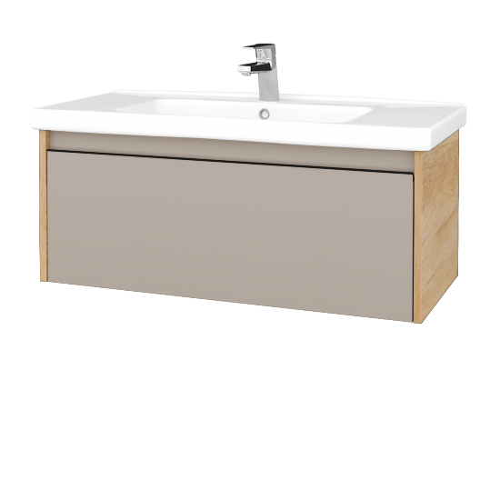 Badezimmerschrank LOGI SZZ 100 (Waschtisch Harmonia)  - D15 Eiche Nebraska - Griffes T33 - N07 Stone