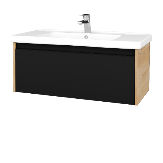Waschtischunterschrank LOGI SZZ 100 (Waschtisch Harmonia)  - D15 Eiche Nebraska - Griffes T33 - N03 Graphite
