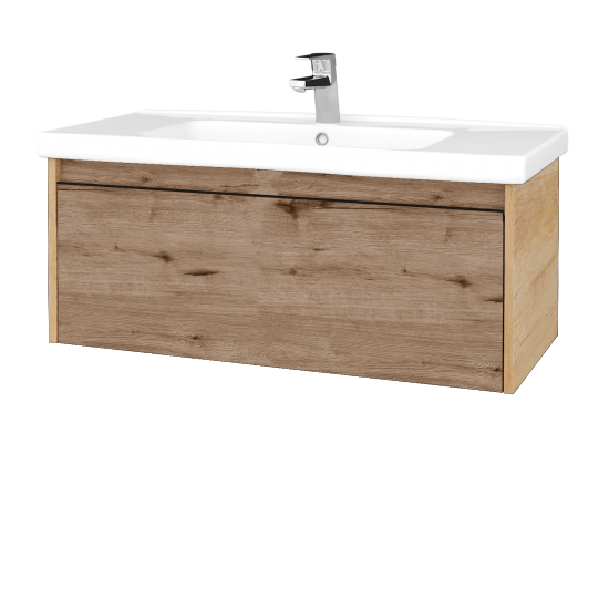 Waschtischunterschrank LOGI SZZ 100 (Waschtisch Harmonia)  - D15 Eiche Nebraska - Griffes T33 - D23 Herkules