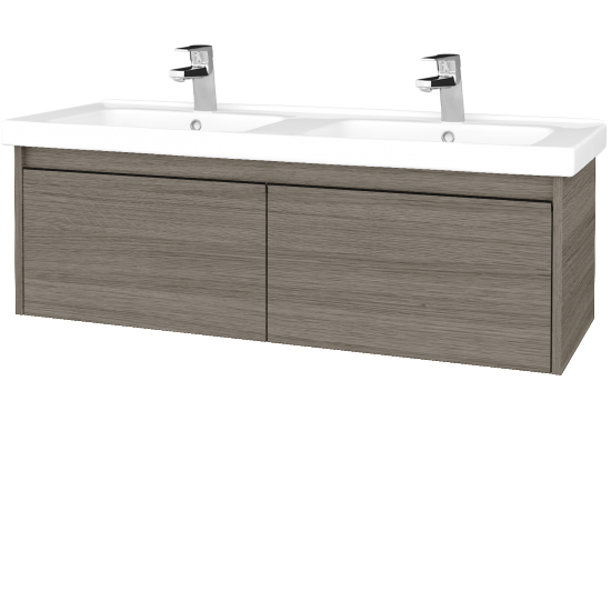 Waschtischunterschrank LOGI SZZ2 125 (Waschtisch Harmonia 125)  - D03 Cafe - Griffes T33 - D03 Cafe
