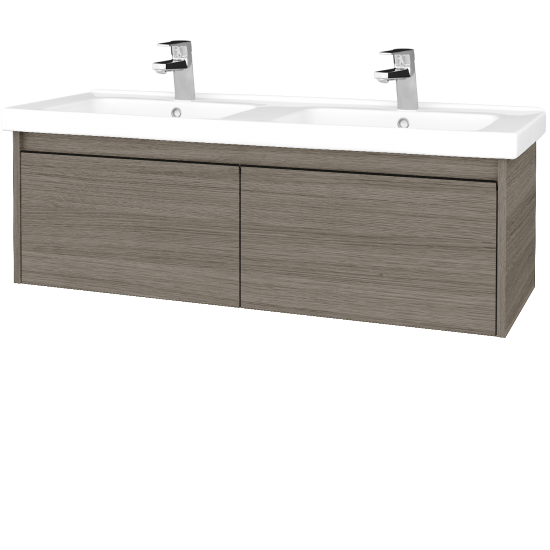 Badezimmerschrank LOGI SZZ2 125 (Waschtisch Harmonia)  - D03 Cafe - Griffes T33 - D03 Cafe