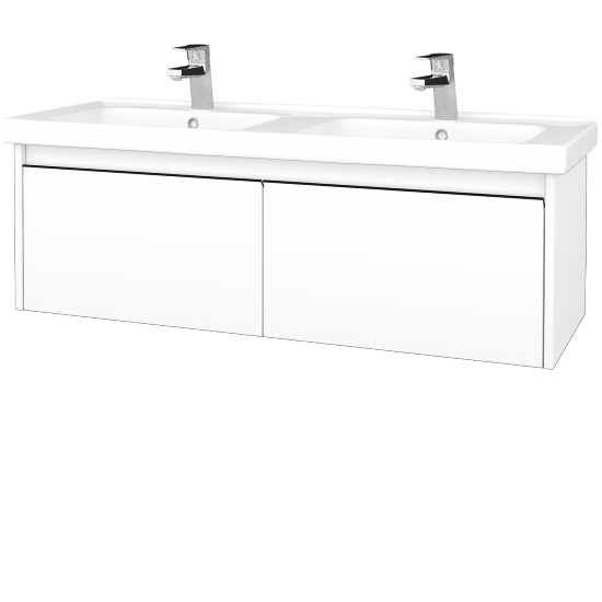 Badezimmerschrank LOGI SZZ2 125 (Waschtisch Harmonia)  - N01 Weiß Hochglanz - Griffes T33 - N01 Weiß Hochglanz