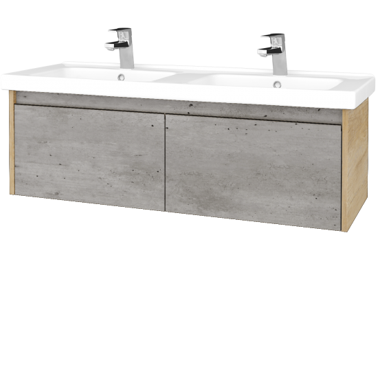 Waschtischunterschrank LOGI SZZ2 125 (Waschtisch Harmonia 125)  - D15 Eiche Nebraska - D01 Beton