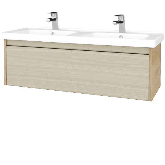 Waschtischunterschrank LOGI SZZ2 125 (Waschtisch Harmonia 125)  - D15 Eiche Nebraska - D04 Eiche