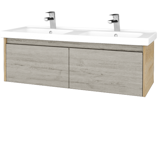 Waschtischunterschrank LOGI SZZ2 125 (Waschtisch Harmonia 125)  - D15 Eiche Nebraska - D05 Oregon