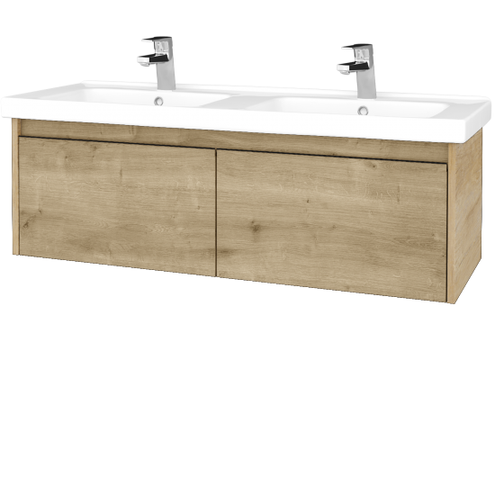 Waschtischunterschrank LOGI SZZ2 125 (Waschtisch Harmonia 125)  - D15 Eiche Nebraska - D09 Arlington