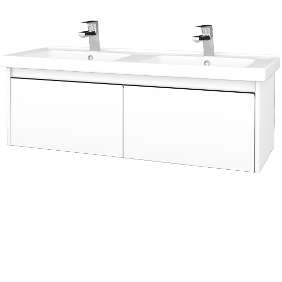 Badezimmerschrank LOGI SZZ2 125 (Waschtisch Harmonia)  - N09 Weiß Matt - Griffes T33 - N09 Weiß Matt