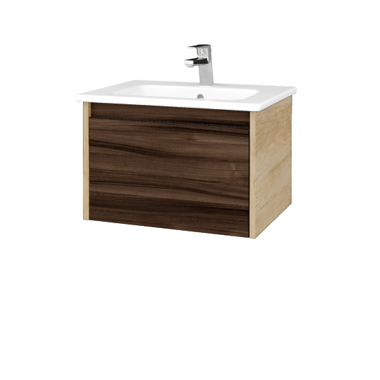 Waschtischunterschrank LOGI SZZ 60 (Waschtisch Euphoria 60)  - D15 Eiche Nebraska - D06 Nussbaum