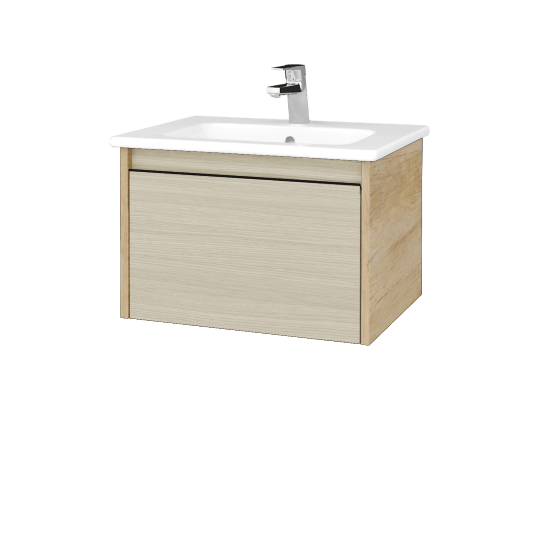 Badezimmerschrank LOGI SZZ 60 (Waschtisch Euphoria)  - D15 Eiche Nebraska - Griffes T33 - D04 Eiche