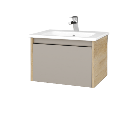 Waschtischunterschrank LOGI SZZ 60 (Waschtisch Euphoria 60)  - D15 Eiche Nebraska - Griffes T33 - N07 Stone