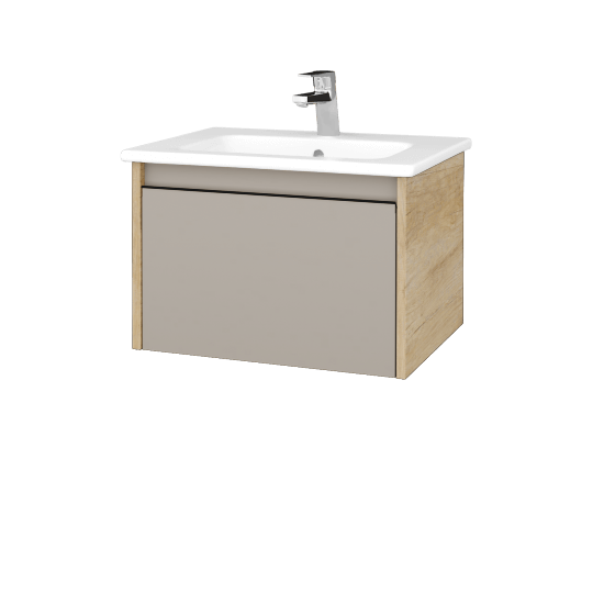 Badezimmerschrank LOGI SZZ 60 (Waschtisch Euphoria)  - D15 Eiche Nebraska - Griffes T33 - N07 Stone