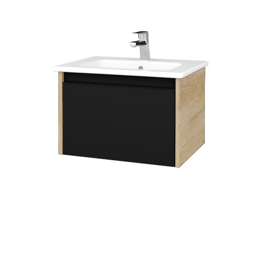 Waschtischunterschrank LOGI SZZ 60 (Waschtisch Euphoria 60)  - D15 Eiche Nebraska - Griffes T33 - N03 Graphite