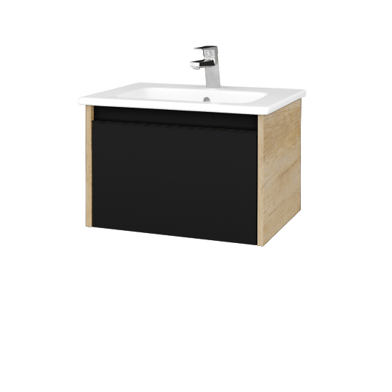 Badezimmerschrank LOGI SZZ 60 (Waschtisch Euphoria)  - D15 Eiche Nebraska - Griffes T33 - N03 Graphite