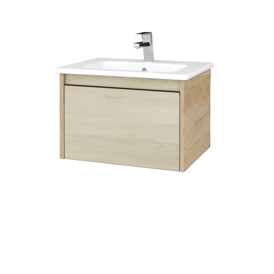Waschtischunterschrank LOGI SZZ 60 (Waschtisch Euphoria 60)  - D15 Eiche Nebraska - Griffes T33 - D24 Ohio