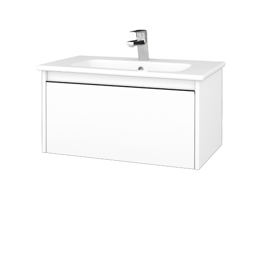 Badezimmerschrank LOGI SZZ 80 (Waschtisch Euphoria)  - N01 Weiß Hochglanz - Griffes T33 - N01 Weiß Hochglanz