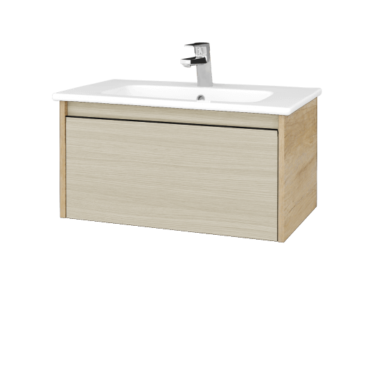 Badezimmerschrank LOGI SZZ 80 (Waschtisch Euphoria)  - D15 Eiche Nebraska - Griffes T33 - D04 Eiche