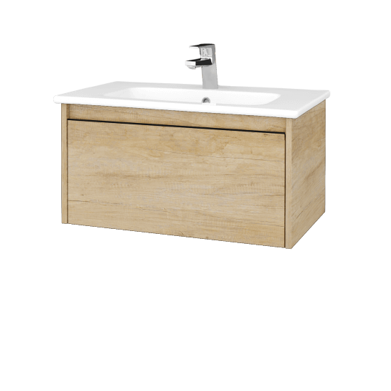 Badezimmerschrank LOGI SZZ 80 (Waschtisch Euphoria)  - D15 Eiche Nebraska - Griffes T33 - D15 Eiche Nebraska