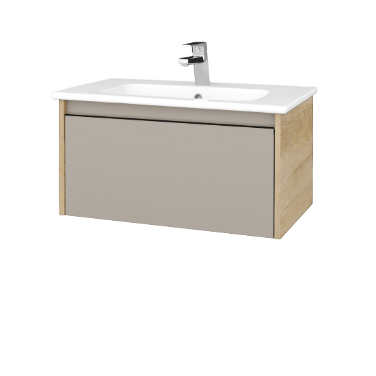 Waschtischunterschrank LOGI SZZ 80 (Waschtisch Euphoria)  - D15 Eiche Nebraska - Griffes T33 - N07 Stone