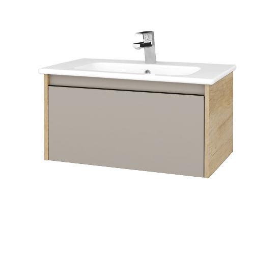 Badezimmerschrank LOGI SZZ 80 (Waschtisch Euphoria)  - D15 Eiche Nebraska - Griffes T33 - N07 Stone