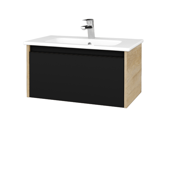 Waschtischunterschrank LOGI SZZ 80 (Waschtisch Euphoria)  - D15 Eiche Nebraska - Griffes T33 - N03 Graphite