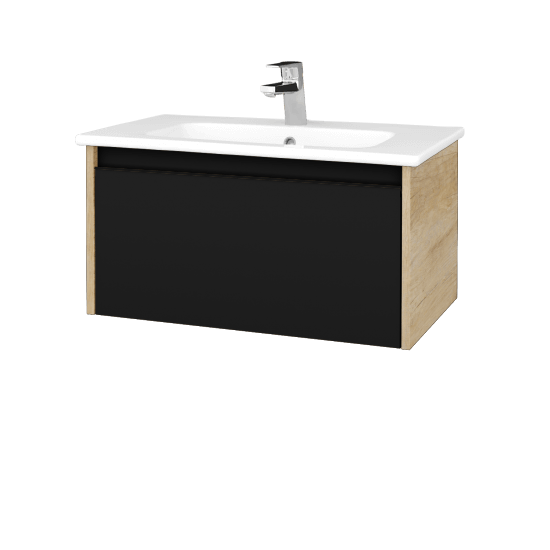 Badezimmerschrank LOGI SZZ 80 (Waschtisch Euphoria)  - D15 Eiche Nebraska - Griffes T33 - N03 Graphite