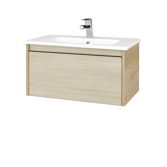 Waschtischunterschrank LOGI SZZ 80 (Waschtisch Euphoria)  - D15 Eiche Nebraska - Griffes T33 - D24 Ohio