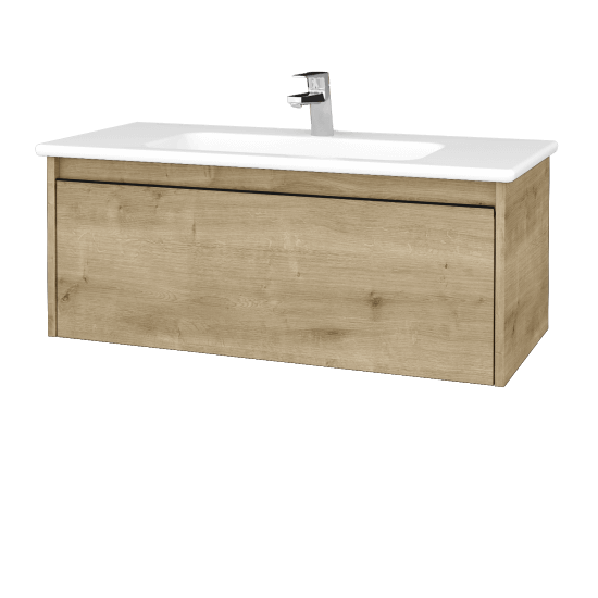 Badezimmerschrank LOGI SZZ 100 (Waschtisch Euphoria)  - D09 Eiche Arlington - Griffes T33 - D09 Arlington