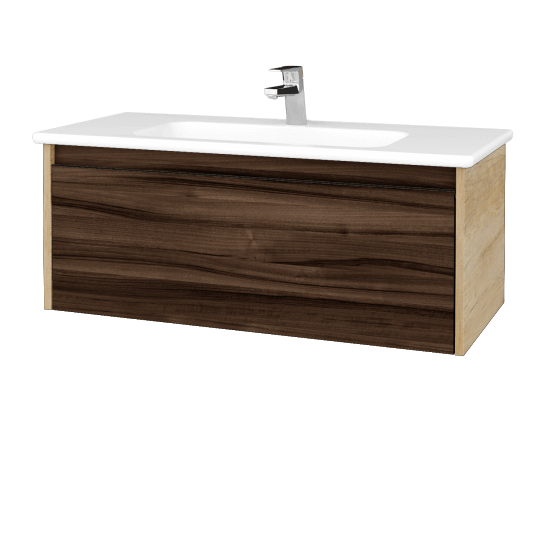 Waschtischunterschrank LOGI SZZ 100 (Waschtisch Euphoria)  - D15 Eiche Nebraska - D06 Nussbaum
