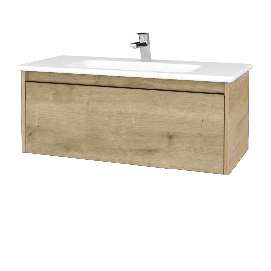 Badezimmerschrank LOGI SZZ 100 (Waschtisch Euphoria)  - D15 Eiche Nebraska - Griffes T33 - D09 Arlington