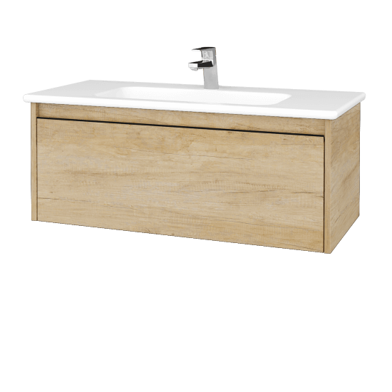 Badezimmerschrank LOGI SZZ 100 (Waschtisch Euphoria)  - D15 Eiche Nebraska - Griffes T33 - D15 Eiche Nebraska