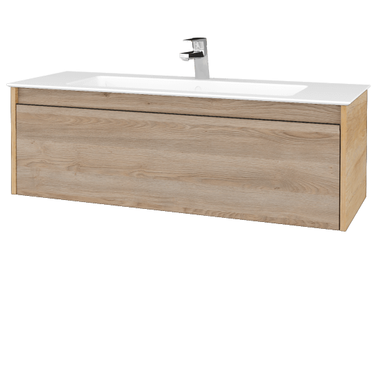 Waschtischunterschrank LOGI SZZ 120 (Waschtisch Pura 120 mit 1 Hahnloch)  - D15 Eiche Nebraska - D17 Eiche Colorado