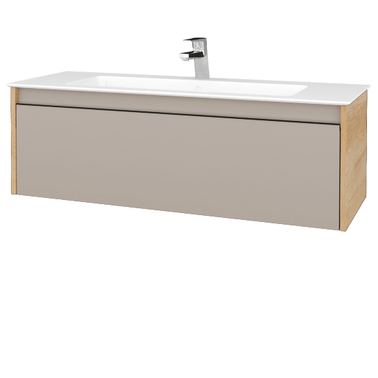 Waschtischunterschrank LOGI SZZ 120 (Waschtisch Pura 120)  - D15 Eiche Nebraska - Griffes T33 - N07 Stone