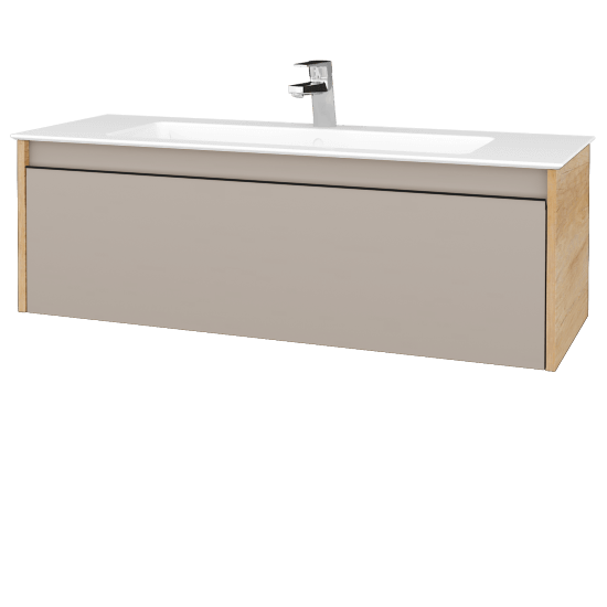 Badezimmerschrank LOGI SZZ 120 (Waschtisch Pura)  - D15 Eiche Nebraska - Griffes T33 - N07 Stone