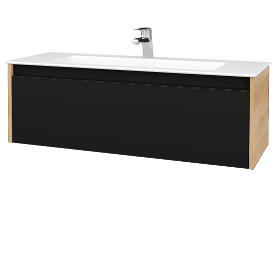 Waschtischunterschrank LOGI SZZ 120 (Waschtisch Pura 120)  - D15 Eiche Nebraska - Griffes T33 - N03 Graphite