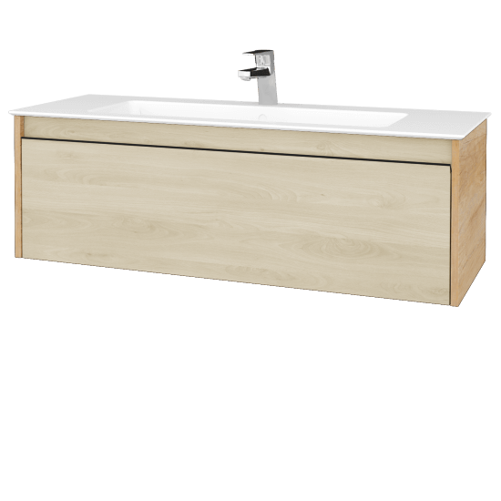 Waschtischunterschrank LOGI SZZ 120 (Waschtisch Pura 120)  - D15 Eiche Nebraska - Griffes T33 - D24 Ohio