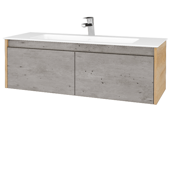 Waschtischunterschrank LOGI SZZ2 120 (Waschtisch Pura 120)  - D15 Eiche Nebraska - D01 Beton