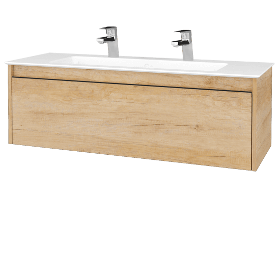 Waschtischunterschrank LOGI SZZ 120 (Waschtisch Pura 120 mit 2 Hahnlöchern)  - 