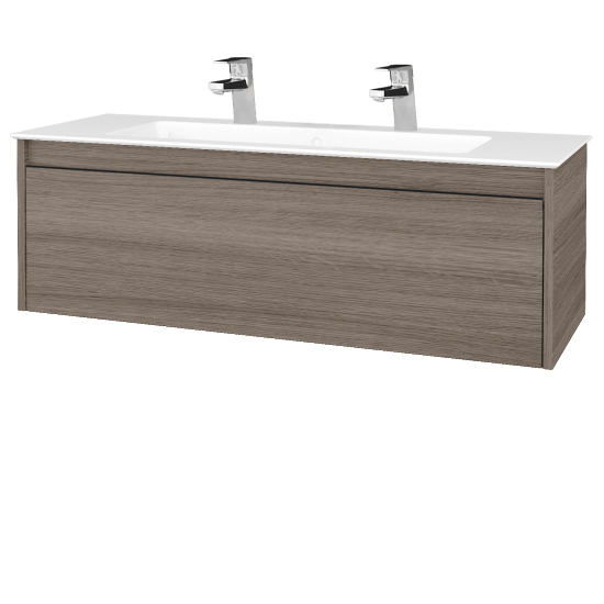 Badezimmerschrank LOGI SZZ 120 (Waschtisch Pura)  - D03 Cafe - Griffes T33 - D03 Cafe