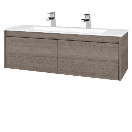 Badezimmerschrank LOGI SZZ2 120 (Waschtisch Pura)  - D03 Cafe - Griffes T33 - D03 Cafe